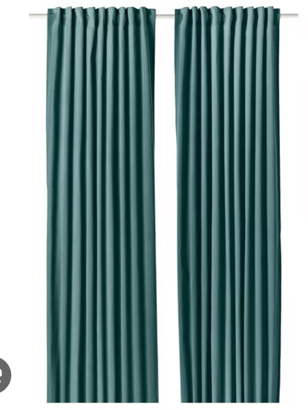 Ikea Sanela Curtains, 1 pair, gray-turquoise/with heading tape, 55x84 "